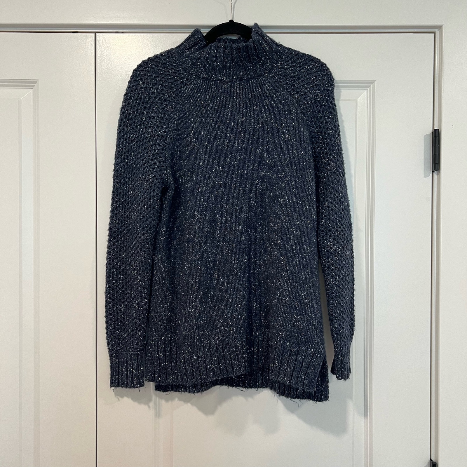 Prana Women's Turtleneck Wool Silk Sweater In Blue Size Small